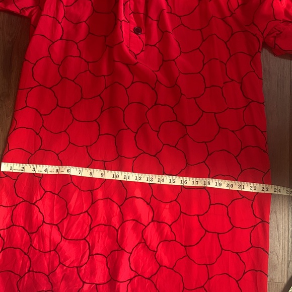 Vintage Red Silk Dress Size Medium or Large pattern Retro Size 10 Shift 80's 90' - Picture 11 of 13